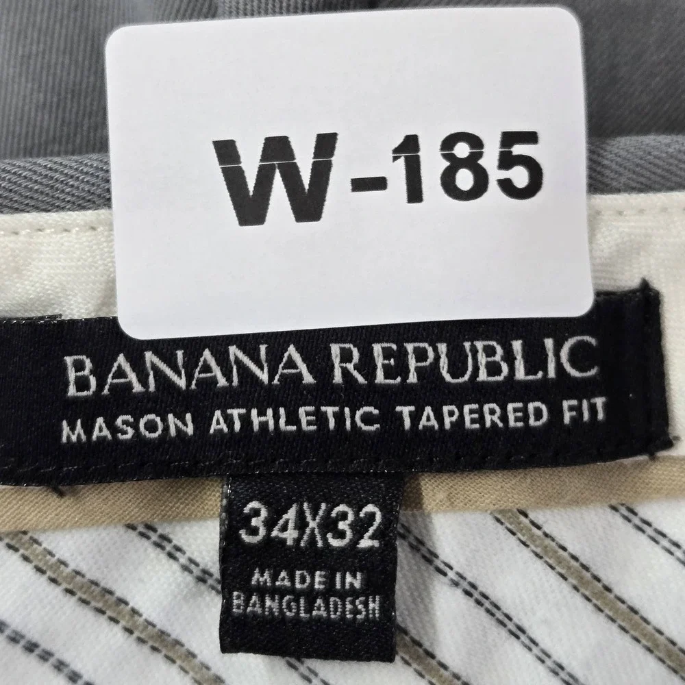 Banana Republic Men Pants 34X32 Gray Chino Twill Mason Athletic Tapered‎ Fit